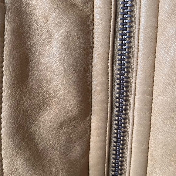 Mackage Yellow Soft Lamb Leather Biker Studded Jacket with floral lining - XS - Picture 3 of 16